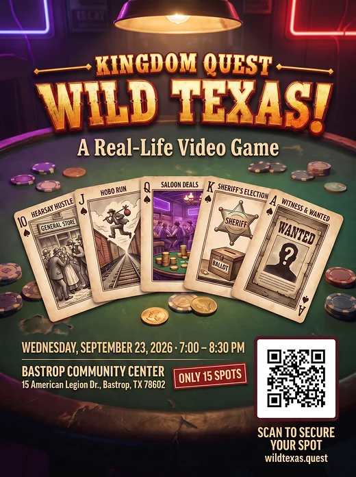 Wild Texas flyer: a poker hand, one card for each of the five games